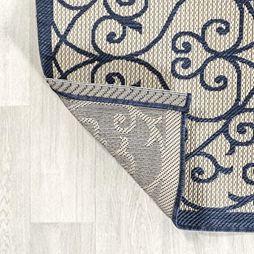 JONATHAN Y Vintage Filigree Indoor Outdoor Area Rug 3X5 Navy/Beige, Madrid Textured Weave for Backyard, Patio, Porch, Easy-Cleaning, High Traffic, Pet-Friendly, Non-Shedding (SMB107G-3) - Image 4