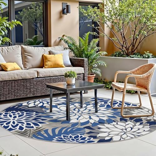 Arenarug Outdoor Rug Waterproof, Washable Patio Rug for Deck, 6x6, Blue - Image 3