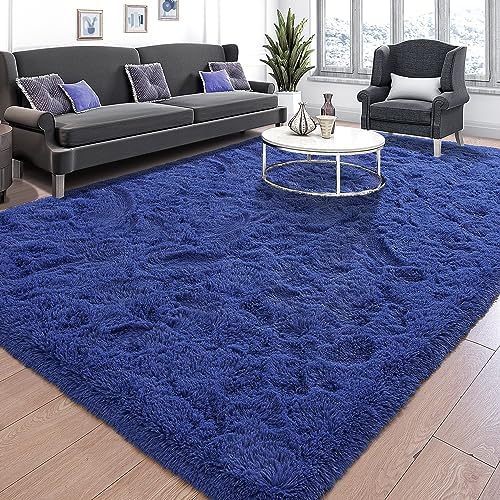 Tepook 4x6 Soft Fluffy Rug for Bedroom Fuzzy Navy Rugs for Living Room by Tepook