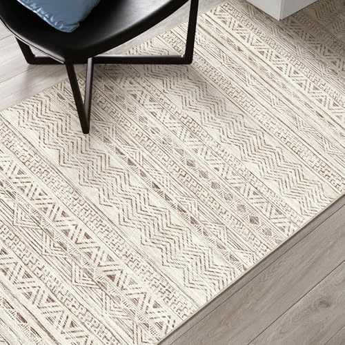 Ksrau 4x12 Runner Rug Washable Moroccan: Non Slip Hallway Floor Mat Beige - Image 7