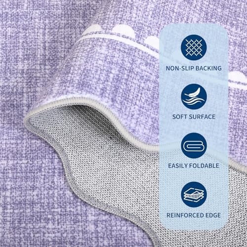GarveeHome 6ft Round Rugs Washable Scalloped Bow Rug for Bedroom, Purple - Image 6