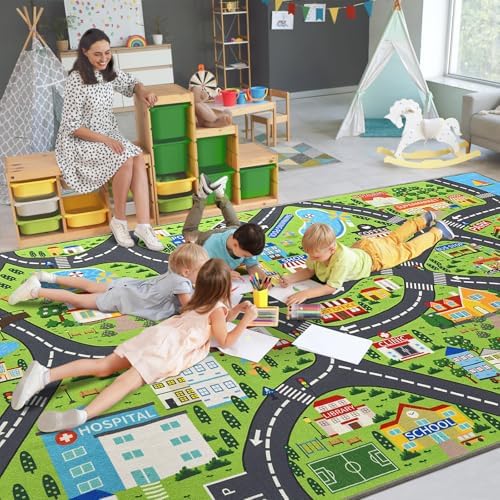 BENRON Community Car Play Rug 8x10 for palyroom, Educational Play Mat - Image 2