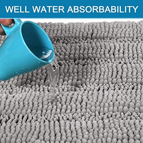 H.VERSAILTEX Bathroom Rugs Bath Rug Set 2 Piece Bathroom Contour Rug Toilet Mat Sets Non Slip Contour Bath Rug Ultra Thick Water Absorbent Striped Bath Mats Washable(36" x 24" Plus 20" x 24" U, Dove) - Image 5