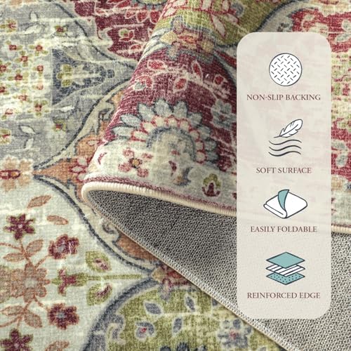 Lahome Moroccan Washable Round Area Rug, Soft Round Rug 5ft Non-Slip - Image 7