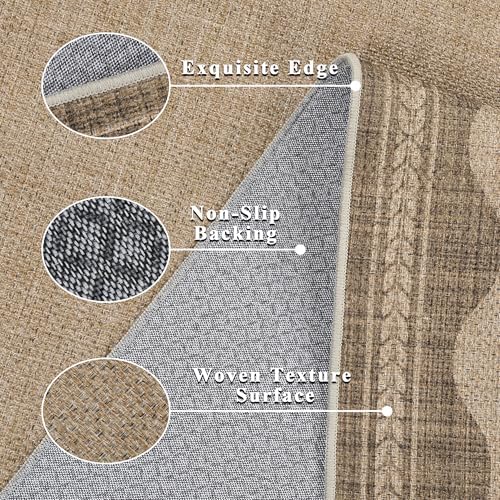 Zeeinx 5x7 Scalloped Rug Easy Jute Outdoor Rug Neutral Outdoor Patio Rug - Image 3