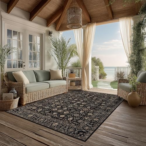 Ruaruarug Washable Area Rug 5×7 for Living Room, Ultra Soft, Black Gold - Image 3