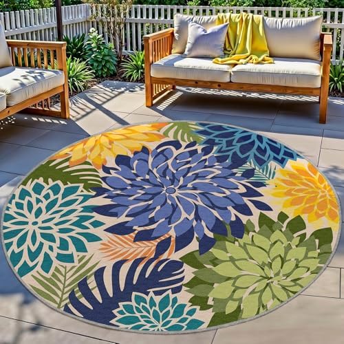 Arenarug Outdoor Rug Waterproof, Washable Patio Rug for Deck, 6x6, Green by ArenaRug
