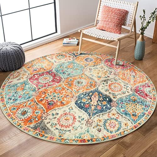 Lahome Moroccan Washable Circle Rug, Soft Small Round Rug 3ft Non-Slip by Lahome