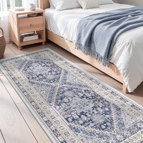 zesthome 3x8 Runner Rug Non Slip,Washable Hallway Runner Rug,Blue - Image 5