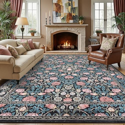 GarveeHome Blue Floral 6x9 Area Rug for Bedroom Living Room by GarveeHome