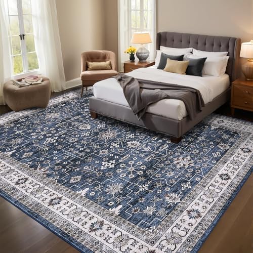 GarveeHome Navy Area Rugs 8x10 Washable Rug Living Room Vintage Rug - Image 3