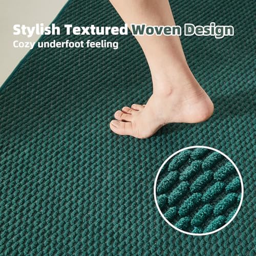 TYUU Bathroom Runner Rugs, Long Bath Mat Runner Washable Thin Quick Dry Low Pile Bathroom Runner Rugs Non Slip, Dark Green 24"x70" - Image 4