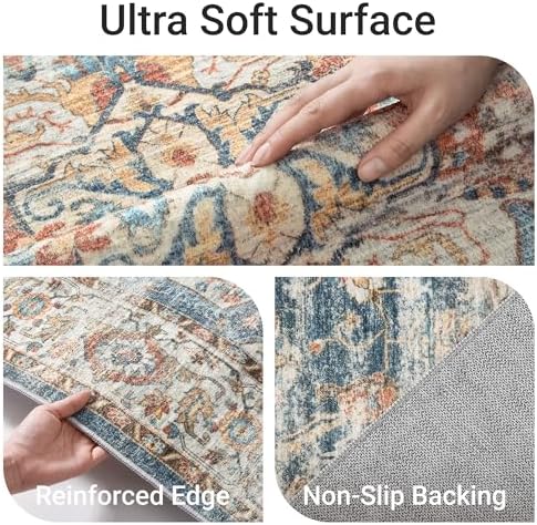 befbee 6x9 Washable Area Rug, Non Slip Rug for Living Room Navy - Image 3