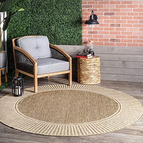 nuLOOM Asha Light Brown Bordered Indoor/Outdoor Area Rug, 6' 7" x 9' - Image 4