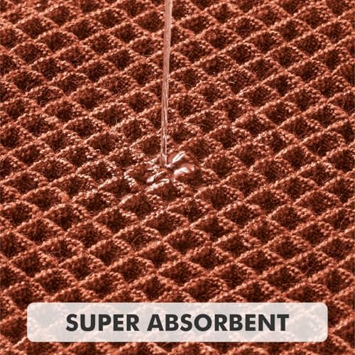 MIULEE Fall Rust Set of 2 Waffle Bathroom Rugs Boho Bath Mat 18x30 Inch - Image 3