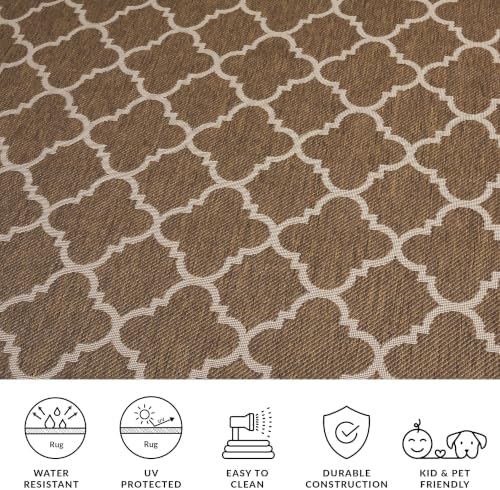 SAFAVIEH Washable Rug Outdoor Courtyard Collection - 2'3" x 14' Runner, Brown & Bone, Non-Shedding & Easy Cleaning, Ideal for Patio, Entryway, Mudroom, Hallway, Kitchen (CY6918-242) - Image 6