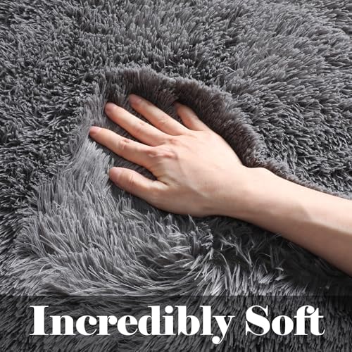 ONASAR Grey 6x9 Area Rugs for Living Room, Gray Large Fluffy Shag Rug for Bedroom, Ultra Soft Plush Big Indoor Floor Carpet for Kids Girls Boys Baby Teen Dorm Nursery Home Decor Aesthetic - Image 2