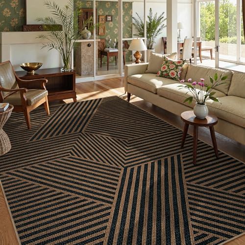 Lahome Modern Geometric Easy Jute Carpet, 6x9 Area Rugs for Living Room Outdoor Patio Washable Indoor Outdoor Dining Room Rug, Farmhouse Large Non Slip Carpet for Bedroom Backyard Office - Image 7