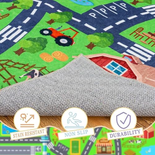 Kids Rug for Playroom, Non-Slip 5x7 ft Car Rugs Play Mat Kids Room - Image 4