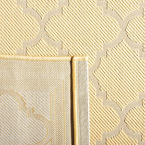 SAFAVIEH Washable Rug Outdoor Courtyard Collection - 6'7" Square, Gold & Beige, Non-Shedding & Easy Cleaning, Ideal for Patio, Backyard, Mudroom (CY6918-30621) - Image 2