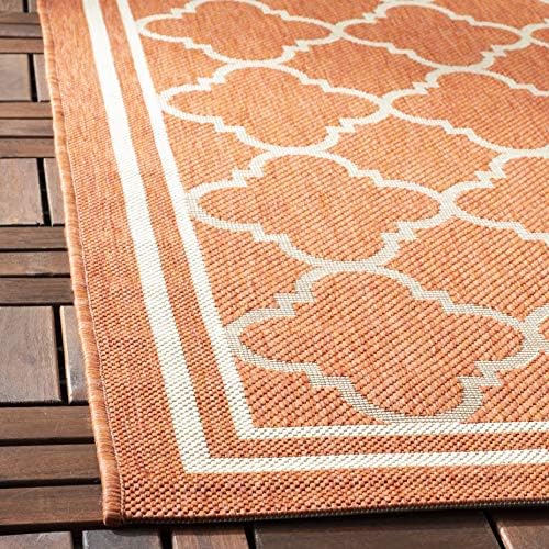 SAFAVIEH Courtyard Collection 5'3" x 7'7" Terracotta / Bone CY6918 Trellis Indoor/ Outdoor Splashproof Easy Scrubbing Patio Backyard Mudroom Area Rug - Image 4