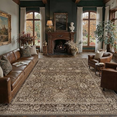 HUGEAR Area Rugs 8x10 Brown Vintage Rug for Living Room - Image 2