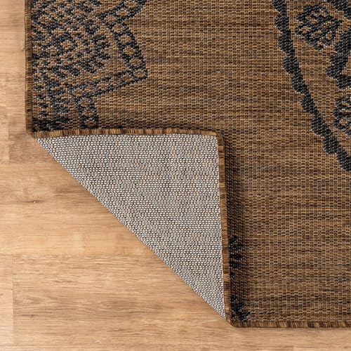 CAMILSON Outdoor Rug 5x7 Modern Area Rugs for Indoor and Outdoor Patios and Porches - Waterproof Washable Non-Shedding Easy-to-Clean Outside Carpet (5 x 7 Medallion - Gold/Black) - Image 6
