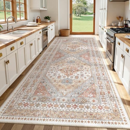 zesthome 4x10 Runner Rug Non Slip,Washable Hallway Runner Rug,Orange by Zesthome