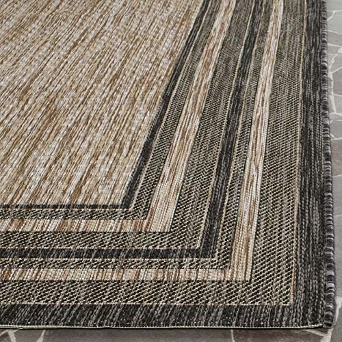 SAFAVIEH Courtyard Outdoor Square Rug 4', Natural & Black CY8475-37312 - Image 7