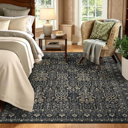 Lofus 5x7 Washable Area Rug for Living Room, Non-Slip Black Boho Carpet - Image 2