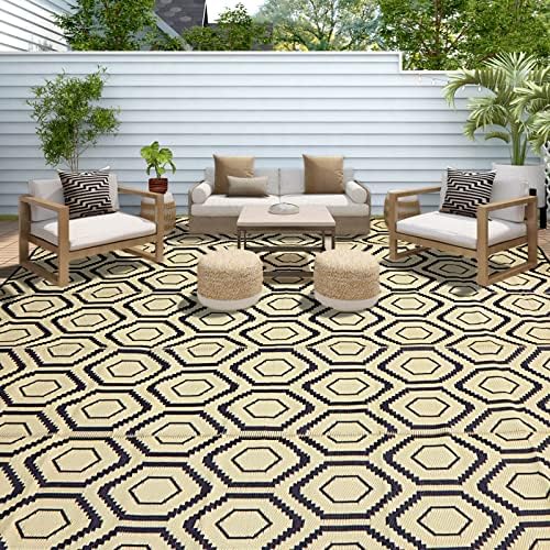 fifame 9x12 Outdoor Rug, Plastic Woven Patio Mat, Waterproof RV Camping Rug - Image 7