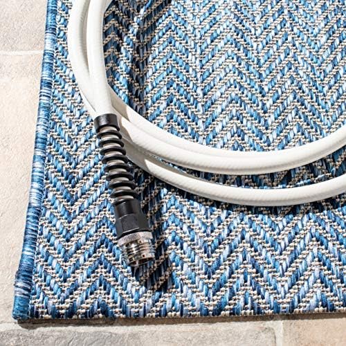 SAFAVIEH Courtyard Outdoor Square Rug 9', Modern Navy & Grey CY8022-36821 - Image 3