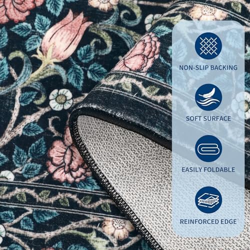 GarveeHome Blue Floral 6x9 Area Rug for Bedroom Living Room - Image 7