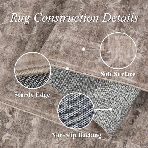 Living Room Washable 9x12 Area Rug Soft Boho Large Carpet Taupe Wheat - Image 7
