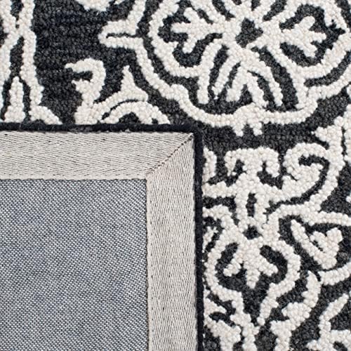 SAFAVIEH Blossom Collection Area Rug - 9' x 12', Black & Ivory, Handmade Wool, Ideal for High Traffic Areas in Living Room, Bedroom (BLM112Z) - Image 5