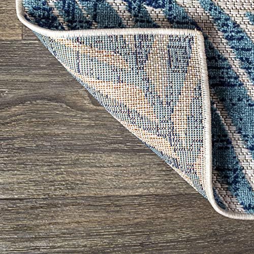JONATHAN Y Tropics Palm Indoor Outdoor Round Area Rug 5 Ft Cream/Orange - Image 6