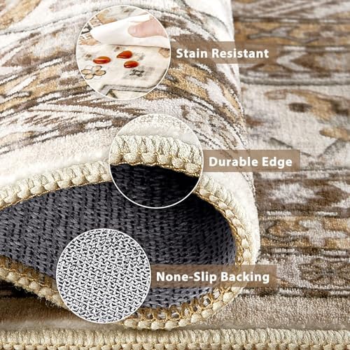 cotiled 3x12 Hallway Runner Rug for Entryway, Non-Slip Vintage, Beige - Image 6