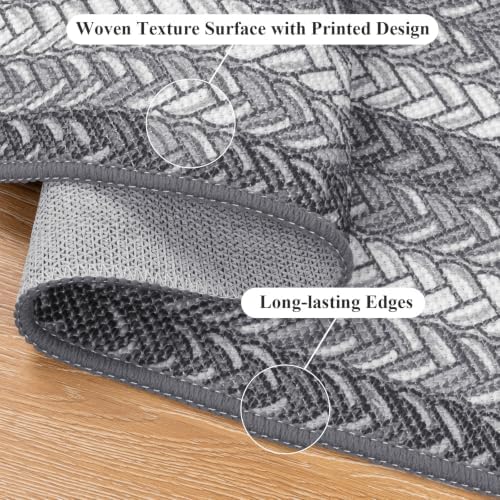 HEBE Faux Jute Kitchen Rugs Set of 3, Washable Kitchen Mats for Floor - Image 3