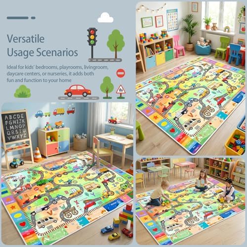 5'x7' ABC Rug for Kids Playroom, Classroom, Car Rug Play Mat for Children Girls Boys Bedroom, Educational Kids Carpet for Learning Alphabet, Numbers, Colors, Shapes - Image 7