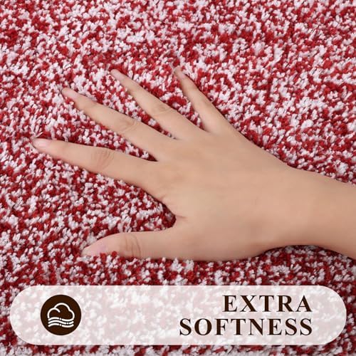 Pauwer 3 Piece Bathroom Rug Set, Non Slip Washable Bath Mat, Red - Image 3