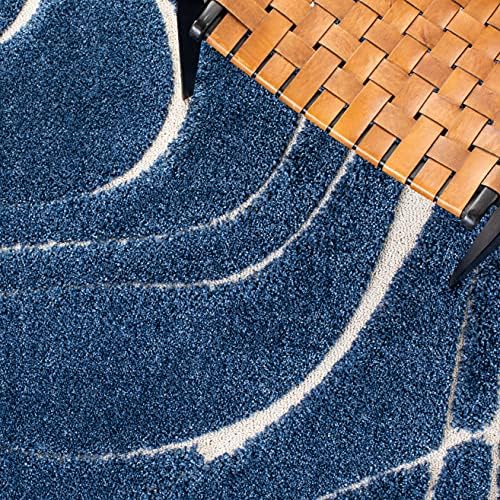 SAFAVIEH Florida Shag Collection Area Rug - 4' Square, Navy & Ivory, Non-Shedding & Easy Cleaning, Plush Thick Pile, Ideal for Living Room, Bedroom, Dining Space (SG471-6512) - Image 6