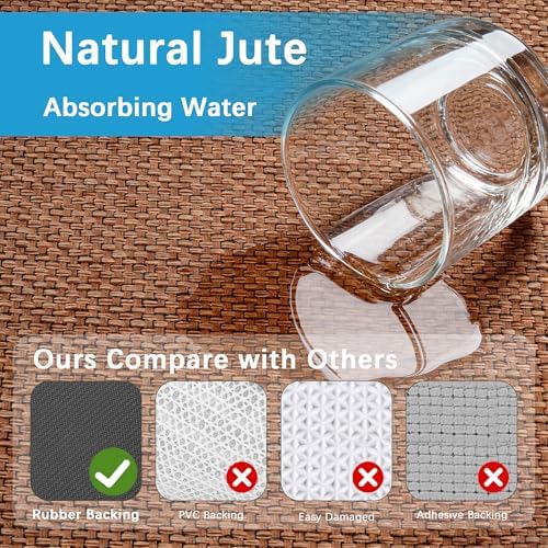 6ft Natural Jute Hallway Runner Rug Non Slip Washable, Rubber Backed Long Indoor Entryway Runner, Absorbent Kitchen Carpet Sink Rug, Camel - Image 4