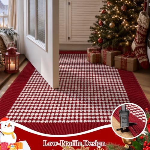 Ileading Christmas Indoor Doormat Washable Red Muddy Rugs for Dogs 32"x48" - Image 5