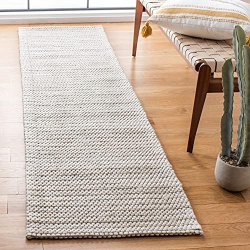 SAFAVIEH Marbella Collection Runner Rug - 2'3" x 10', Light Brown & Ivory, Flat Weave Wool Design, Ideal for High Traffic Areas in Living Room, Bedroom (MRB392T) by Unknown