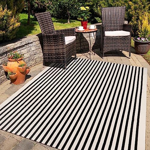 KIMODE Black and White Outdoor Rug Fall Large Patio Rugs Living Room Rug by Collive