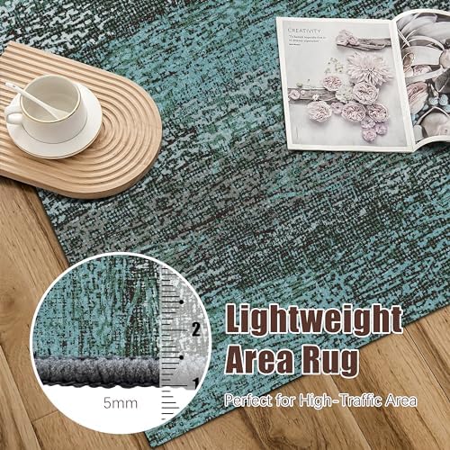 RUGSURE Washable Area Rug - 1/6 Thick - Stain & Water Resistant Non-Slip - Resistant Rug for Living Room, Bedroom, Nursery, Pet & Child Friendly, Vintage Charm Area Rugs (Green, 3' x 5 ') - Image 6