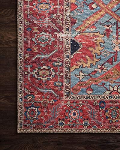Loloi Loren Blue/Red 7'-6" x 9'-6" Area Rug - Image 3