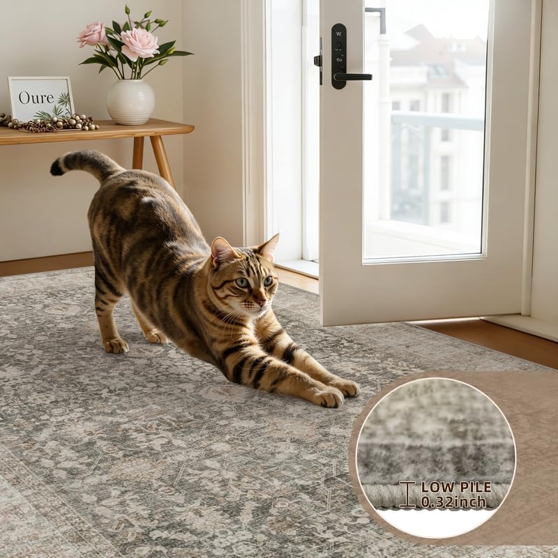 5x7 Area Rugs Living Room: Bedroom Washable Carpet Warm Taupe - Image 7