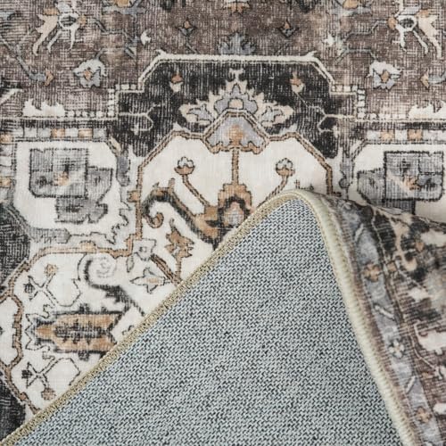 RUUGME Entryway 2x4 Runner Rug: Washable Vintage Rugs Low Pile Lightweight Stain Resistant Carpet for Kitchen Bedroom Non-Slip Soft Thin Floor Mat for Bathroom Laundry Room (Beige,2x4) - Image 4