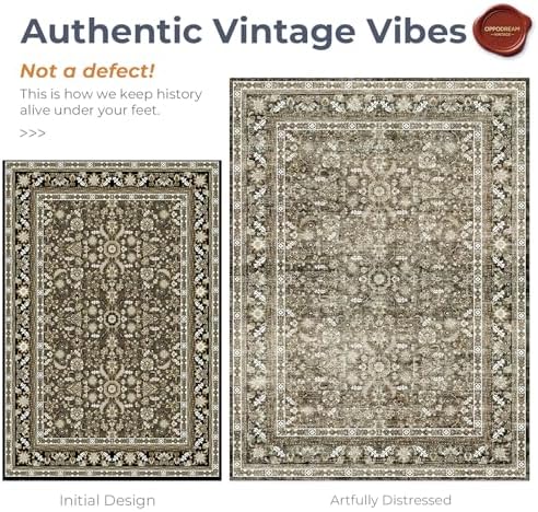 OPPODREAM Vintage Brown Area Rugs 3x5, Washable Rug for Living Room - Image 3